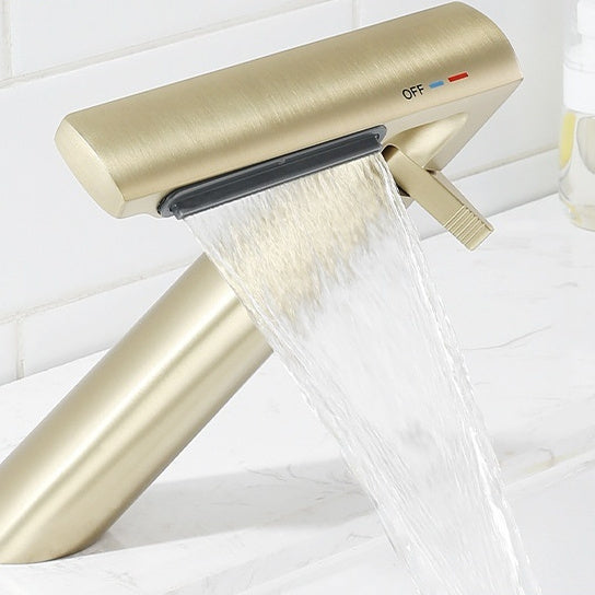Brushed Gold Waterfall Bathroom Faucet | Elevate Home & Bath